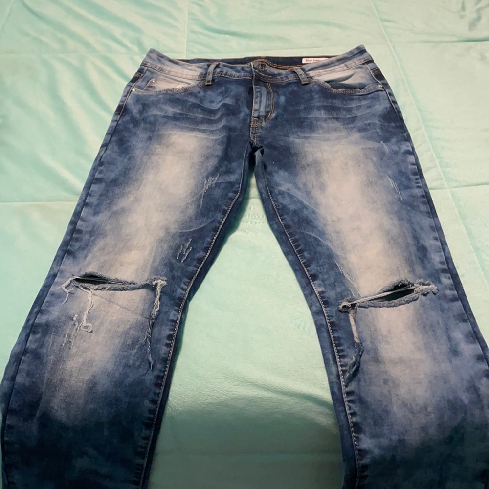 blue “washed out” jeans
